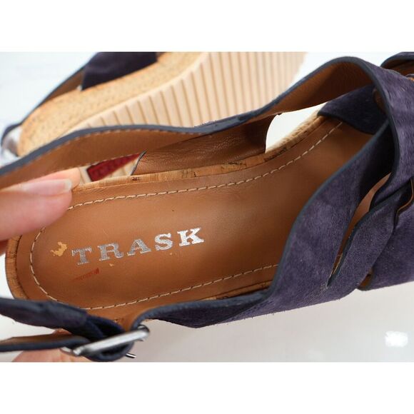 Trask Randi Sandals Women's Size 8 Blue Leather Suede Espadrilles Slingback - Picture 3 of 12